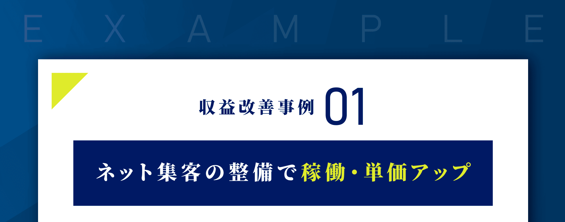 収益改善事例1：ネット集客の整備で稼働・単価アップ
